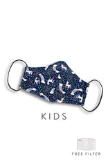 KIDS Unicorn Wonderland Pure Cotton Face Mask - Navy