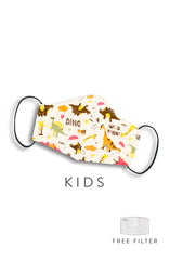 KIDS Wild Dinosaur Friends Pure Cotton Face Mask - Sand