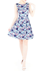 Kaleidoscope Ice Flakes Flare Dress - Sky Blue