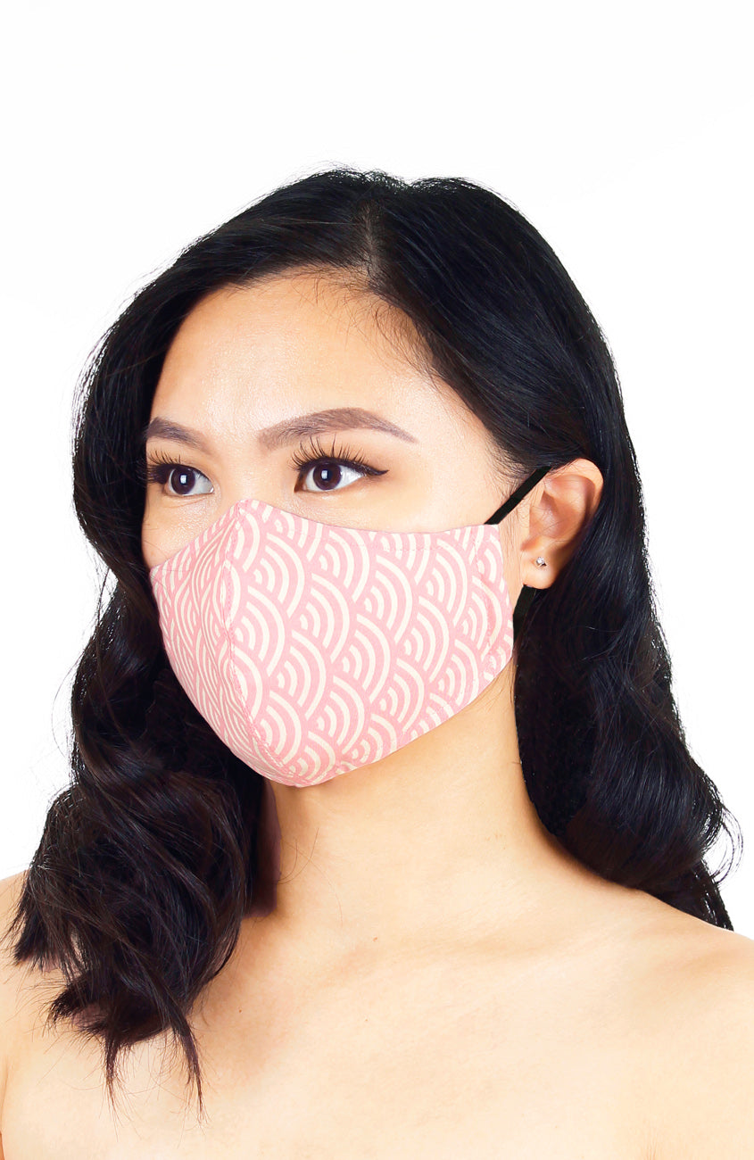 Kyoto Seigaiha Pure Cotton Face Mask - Sakura Pink