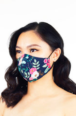 La Vie en Rose Pure Cotton Face Mask - Navy