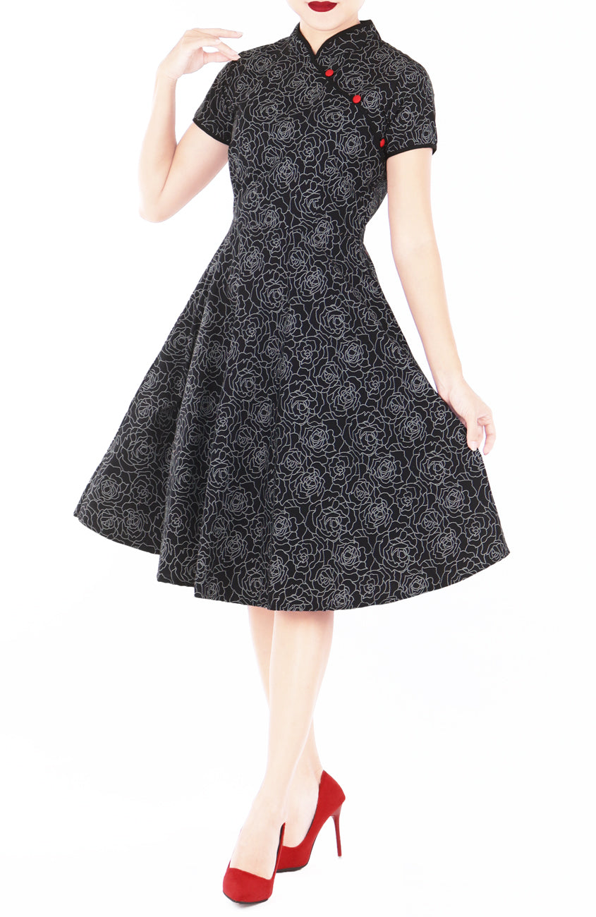 Lady Aristocrat Cheongsam in Noir Rose