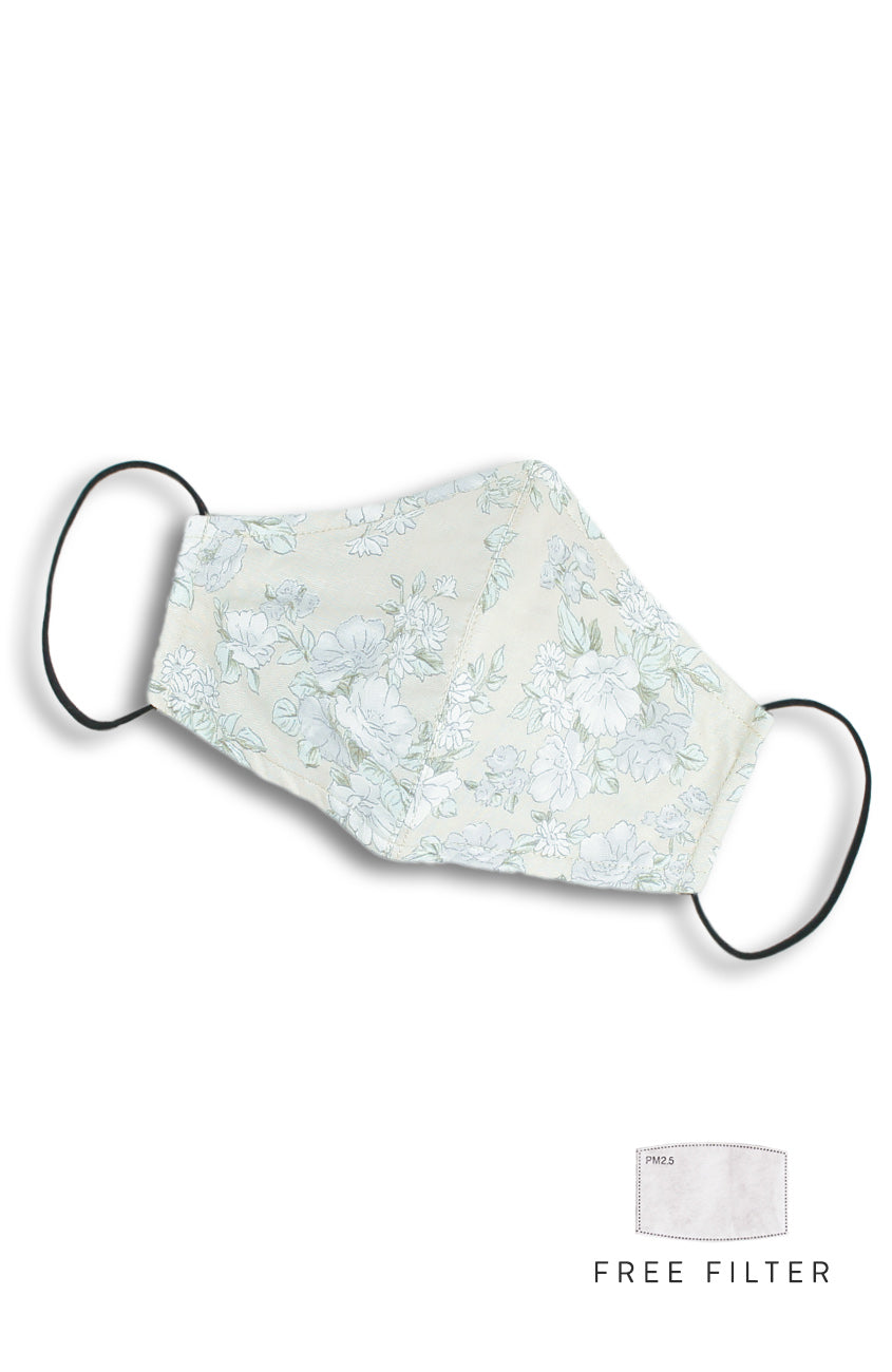 Lady Camellia Pure Cotton Face Mask - Olive Linen