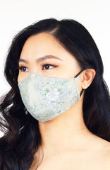Lady Camellia Pure Cotton Face Mask - Olive Linen
