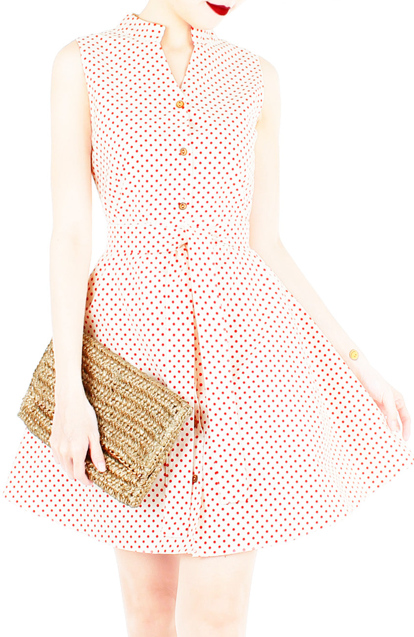 Lady Love Song Flare Dress with Wooden Buttons - Cream
