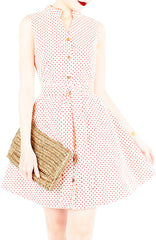 Lady Love Song Flare Dress with Wooden Buttons - Cream