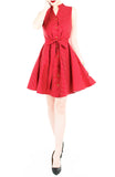 Lady Love Song Flare Dress with Wooden Buttons - Polka Dot Red