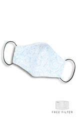 Ladylike Lace Pure Cotton Face Mask - Ice Blue