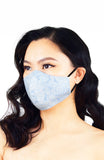 Ladylike Lace Pure Cotton Face Mask - Ice Blue
