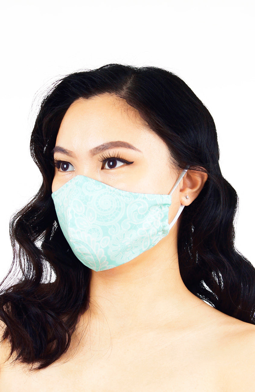 Ladylike Lace Pure Cotton Face Mask - Tiffany