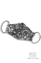 Ladylike Lace Pure Cotton Face Mask - White & Black
