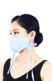 Ladylike Lace Pure Cotton Face Mask with Head Ties - Ice Blue