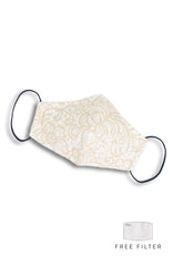 Lavished in Lace Pure Cotton Face Mask - Champagne