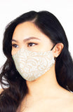 Lavished in Lace Pure Cotton Face Mask - Champagne
