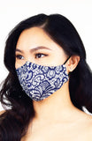 Lavished in Lace Pure Cotton Face Mask - Oxford Blue
