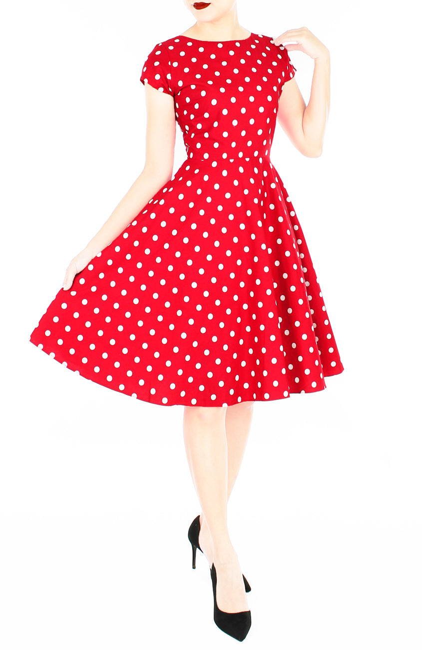 ‘Let’s Do The Polka’ Flare Tea Dress - Red
