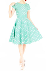 ‘Let’s Do The Polka’ Flare Tea Dress - Pistachio
