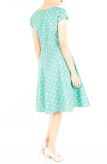 ‘Let’s Do The Polka’ Flare Tea Dress - Pistachio