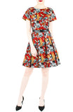 Let’s Fla-mingle Flare Dress with Short Sleeves - Ruby Red