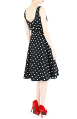 ‘Let’s Do The Polka’ Flare Midi Dress - Black