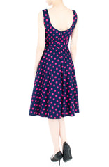‘Let’s Do The Polka’ Flare Midi Dress - Midnight Blue