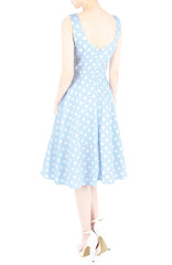 ‘Let’s Do The Polka’ Flare Midi Dress - Powder Blue