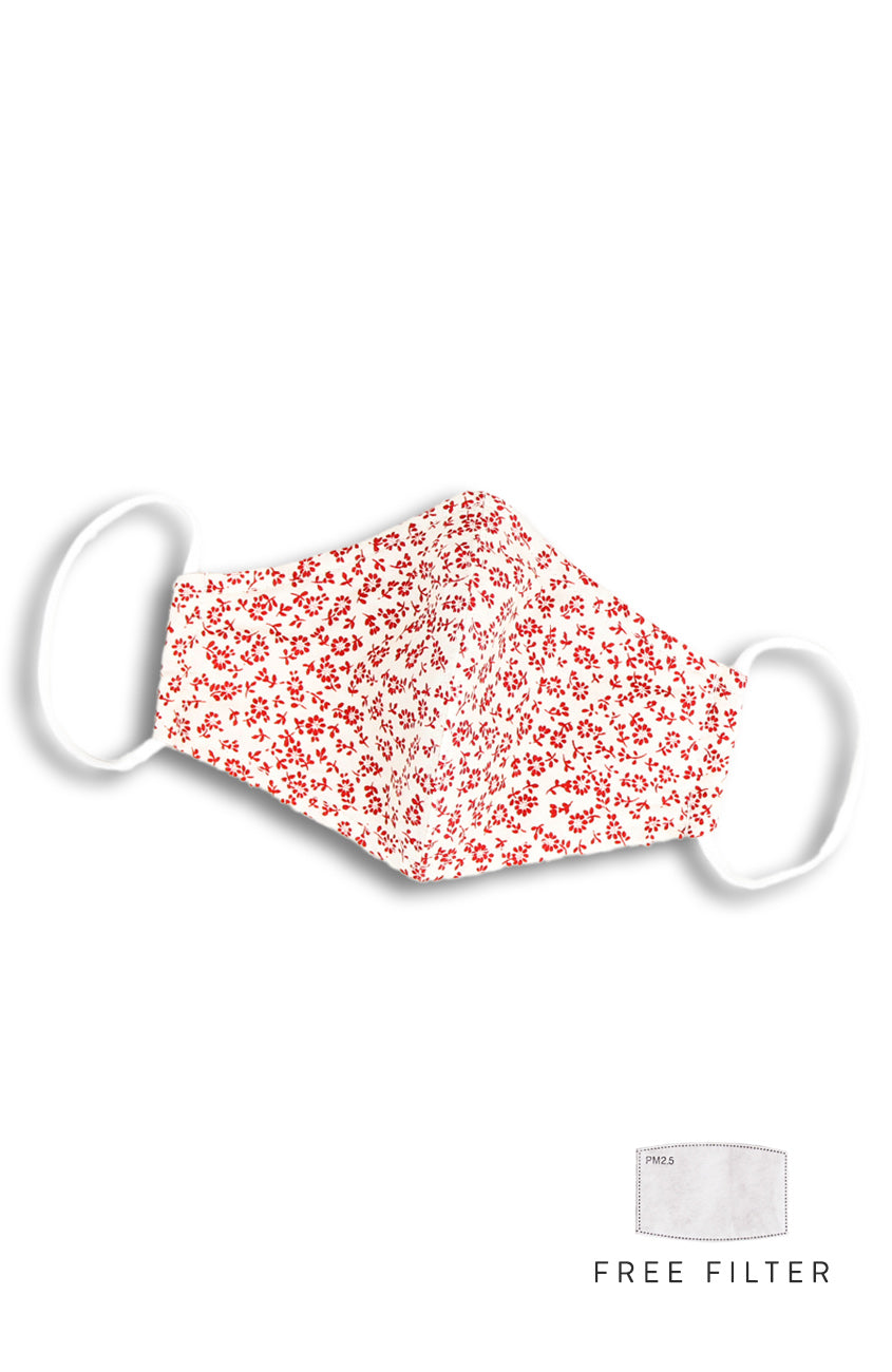 Little Red Florets Pure Cotton Face Mask