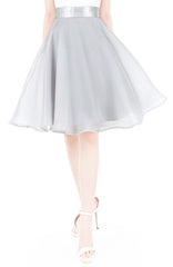 Loveliest Ballet Organza Flare Skirt - Light Silver