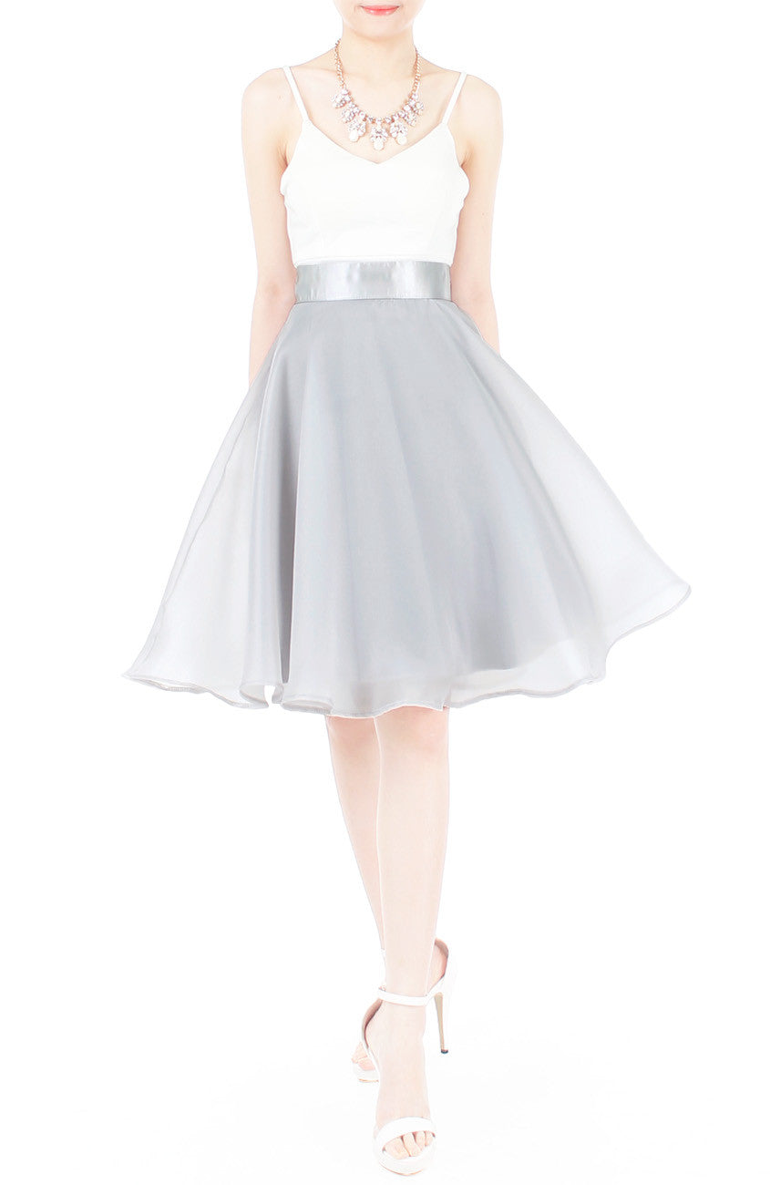 Loveliest Ballet Organza Flare Skirt - Light Silver