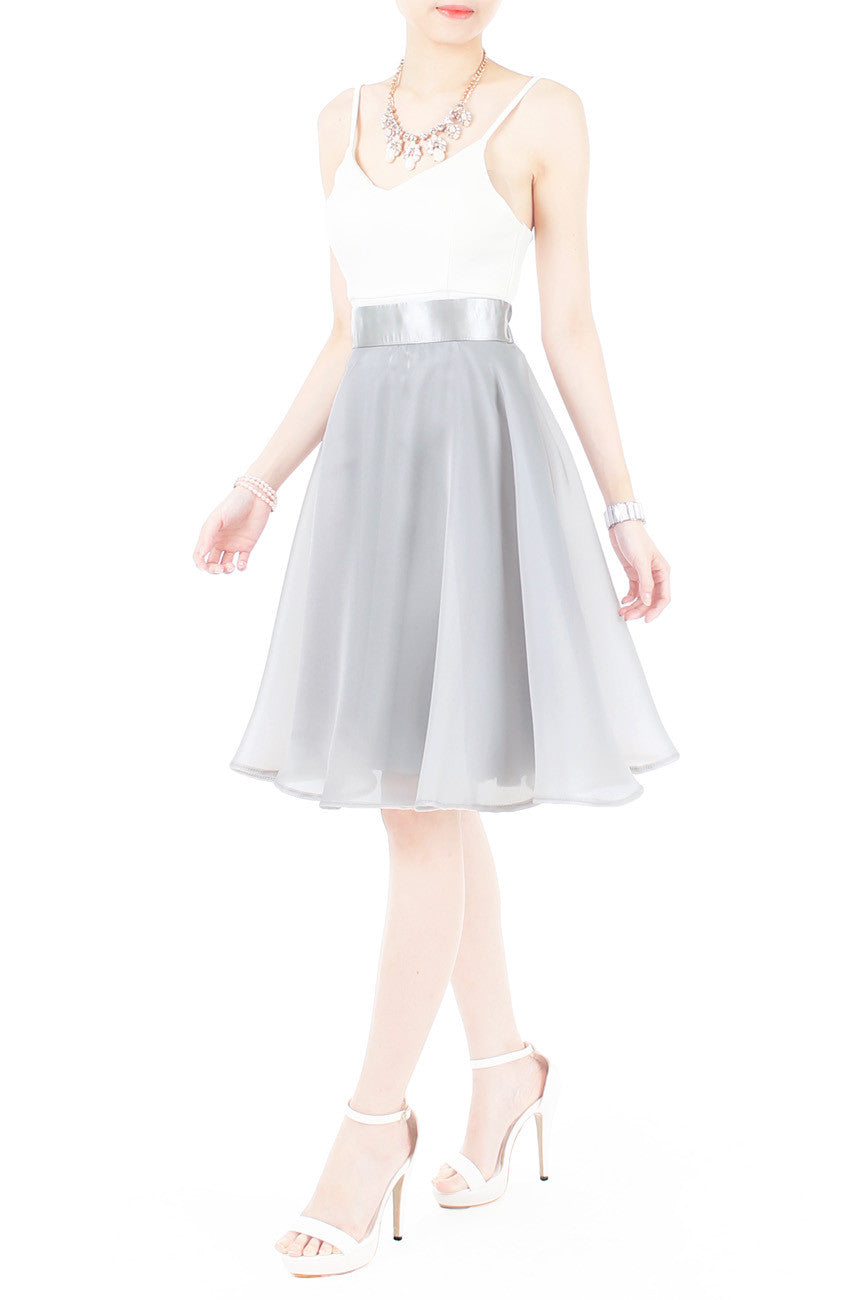 Loveliest Ballet Organza Flare Skirt - Light Silver