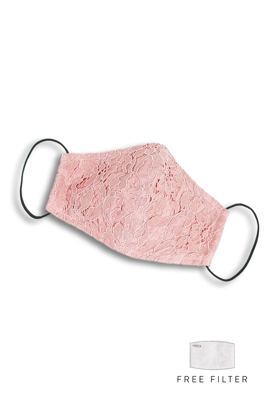 MASQUERADE Luxe Lace Mask - Pink Peony