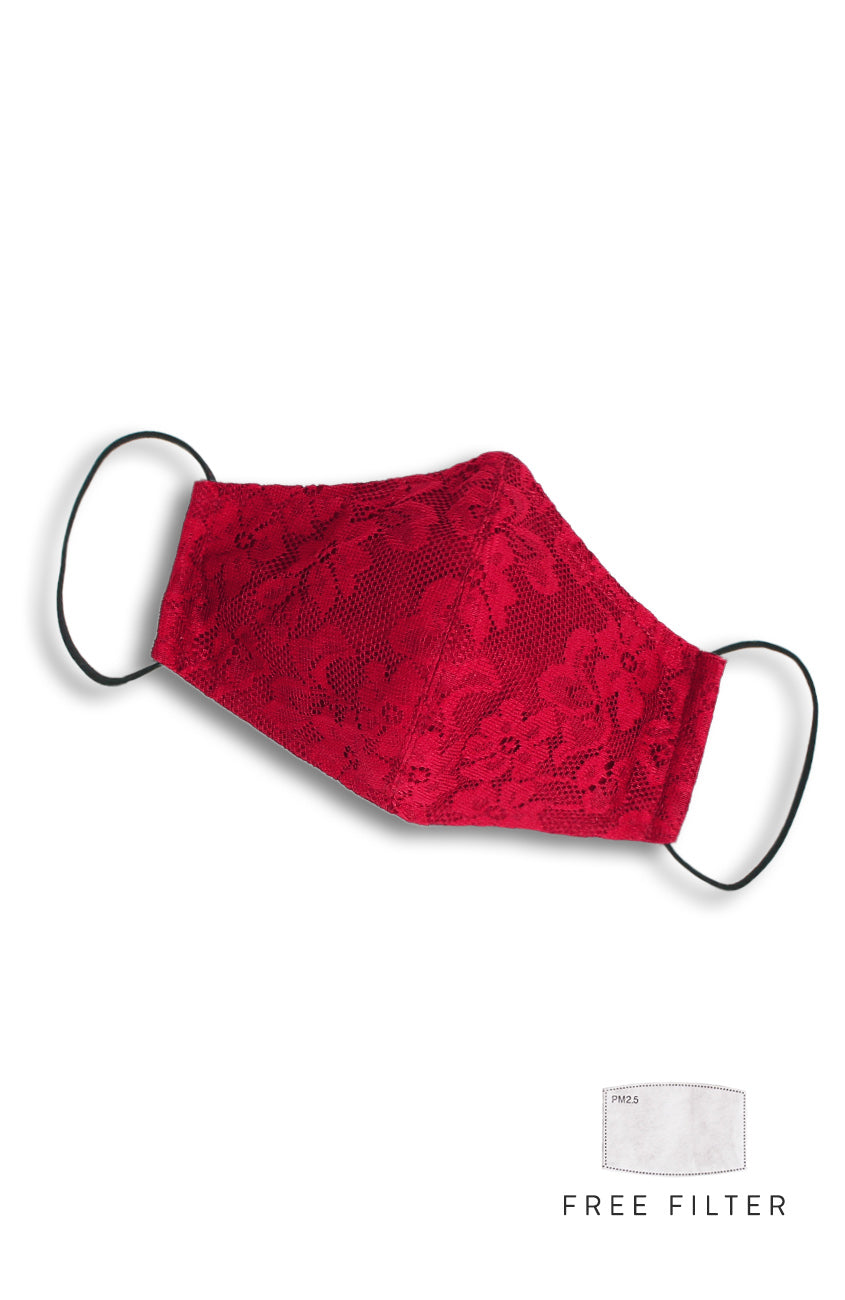 MASQUERADE Luxe Lace Mask - Romantic Ruby