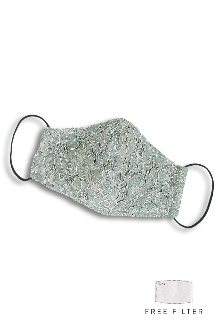 MASQUERADE Luxe Lace Mask - Sage Gray