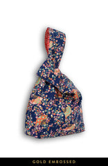 Magnificent Sakura Japanese Prosperity Bag in Symphony Blue - Reversible