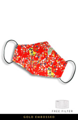 Magnificent Sakura Pure Cotton Face Mask in Red