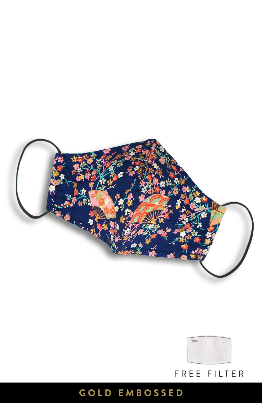 Magnificent Sakura Pure Cotton Face Mask in Symphony Blue