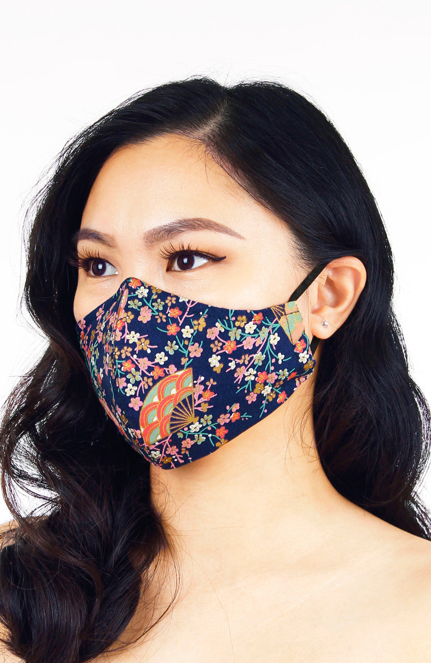 Magnificent Sakura Pure Cotton Face Mask in Symphony Blue