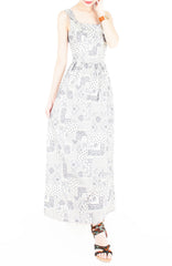 Mediterranean Mosaique Getaway Maxi Dress - Blue