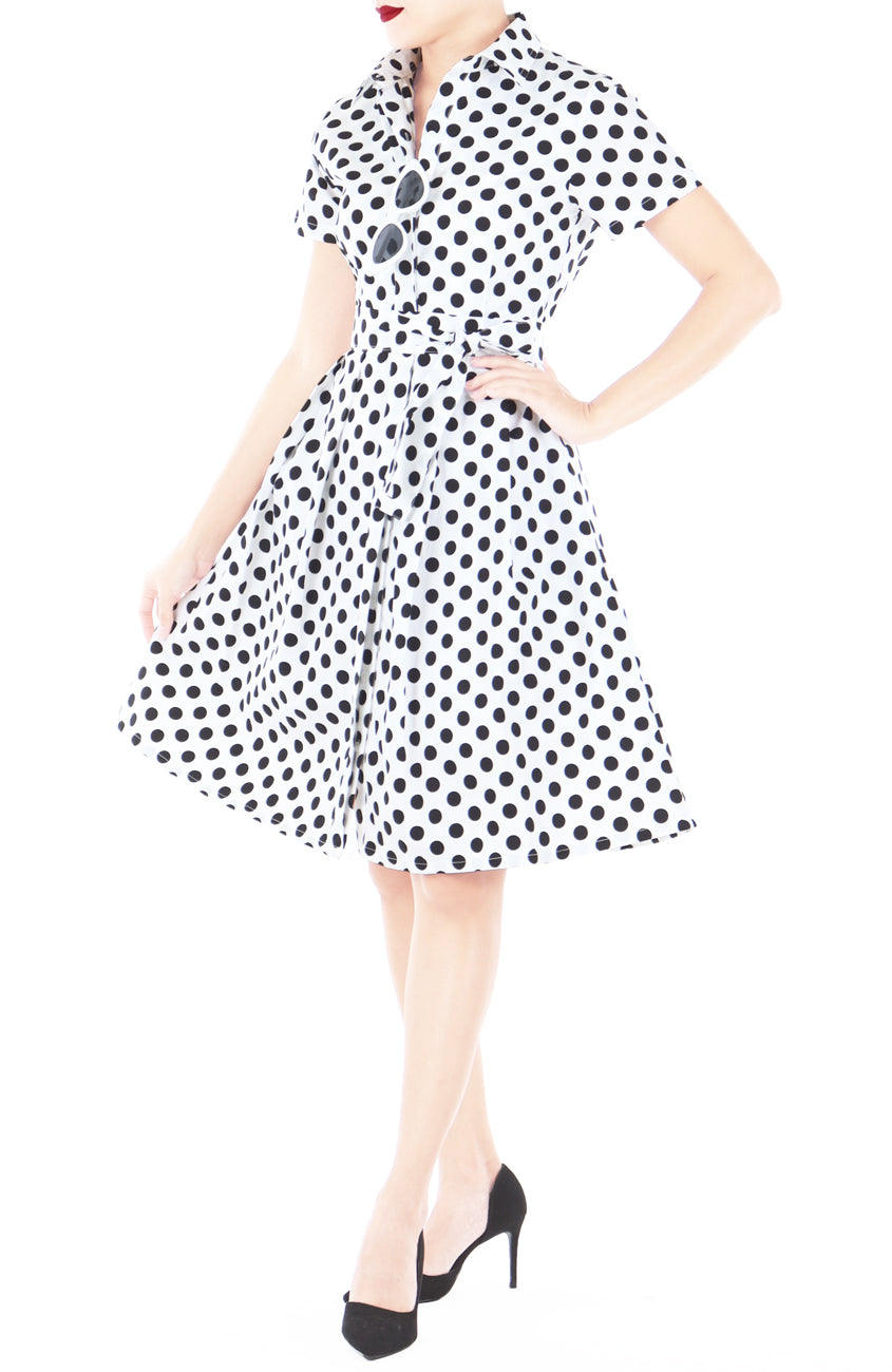 Miss Retro Polka Dots Anna Shirtdress - White