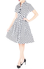 Miss Retro Polka Dots Anna Shirtdress - White