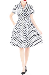 Miss Retro Polka Dots Anna Shirtdress - White