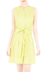 Mod Aztec A-Line Button Down Dress - Yellow