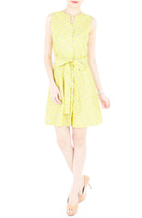 Mod Aztec A-Line Button Down Dress - Yellow