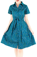 Moonlight Galaxy Emma Two-way Shirtdress - Cosmic Turquoise