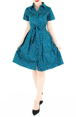Moonlight Galaxy Emma Two-way Shirtdress - Cosmic Turquoise