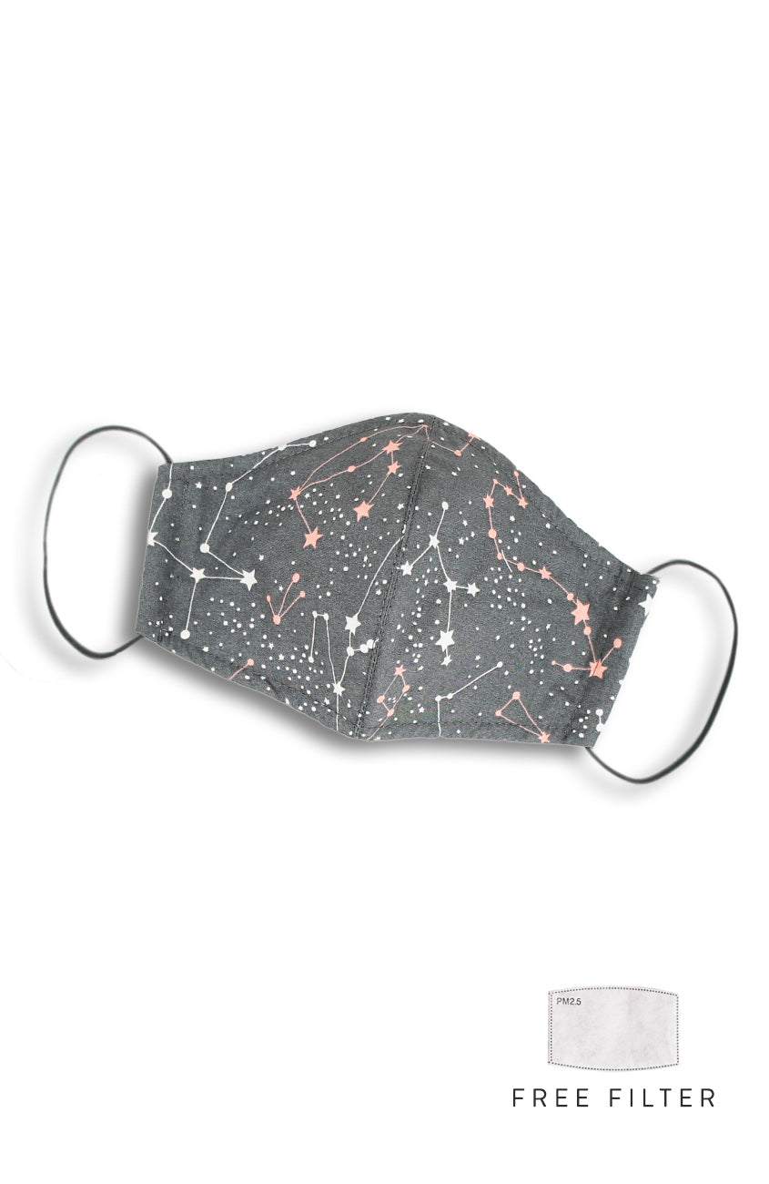 Moonlight Galaxy Pure Cotton Face Mask - Silver Pink