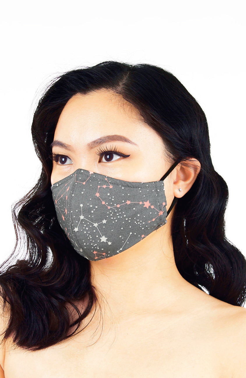 Moonlight Galaxy Pure Cotton Face Mask - Silver Pink