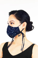 Moonlight Galaxy Pure Cotton Face Mask with Head Ties - Midnight Blue