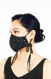 Moonlight Galaxy Pure Cotton Face Mask with Head Ties - Onyx Black
