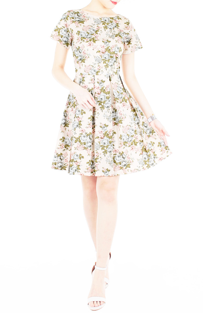 Museum of Roses Flare Dress with Short Sleeves